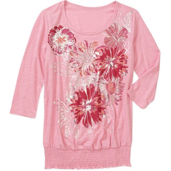 new 2X 20W Pink Top Knit 3/4 sleeves floral lightweight PLUS - Picture 1 of 5